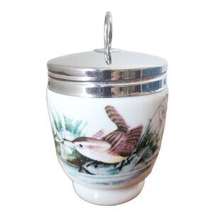 Royal Worcester Birds Egg Coddler & Lid 3.5” single egg woodland wren England